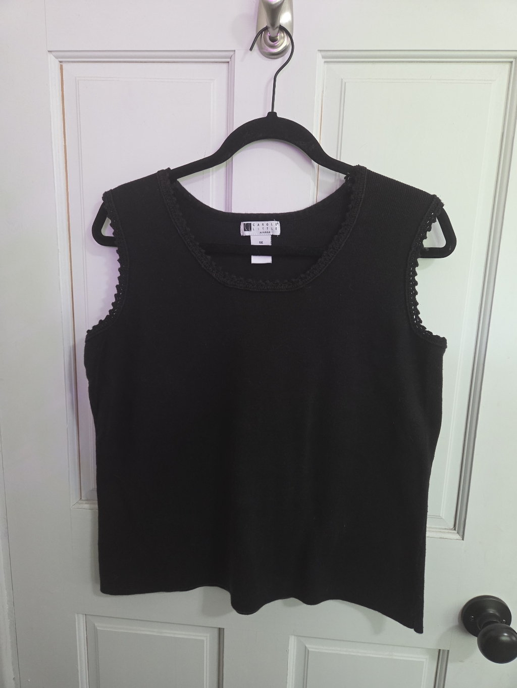 Carole Little Black Cotton Lace Tank Top